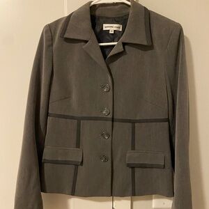 Marianne Chace | Vintage Gray Blazer with Black Trim | Size 4